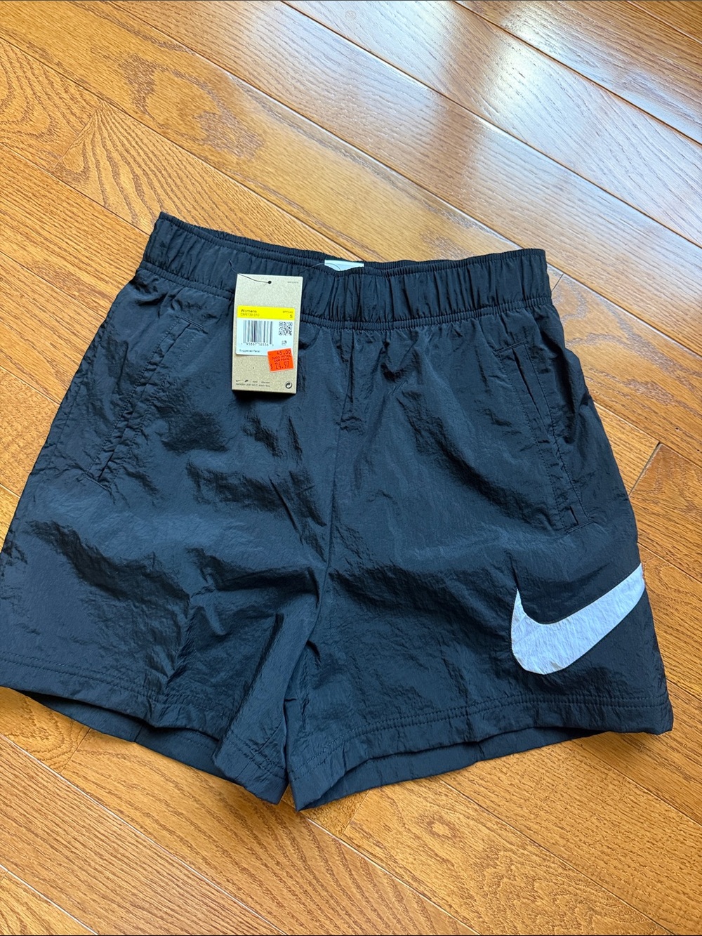 Nike Black Shorts with White Swoosh Logo NWT